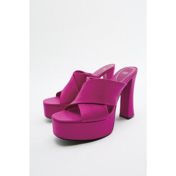 ZARA CHUNKY HIGH HEELED PLATFORM SANDALS - Picture 1 of 10